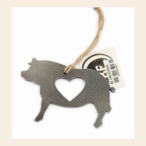 Metal Pig Ornament – New With Tags | Farmhouse Rustic Decor | Animal Lover Gift